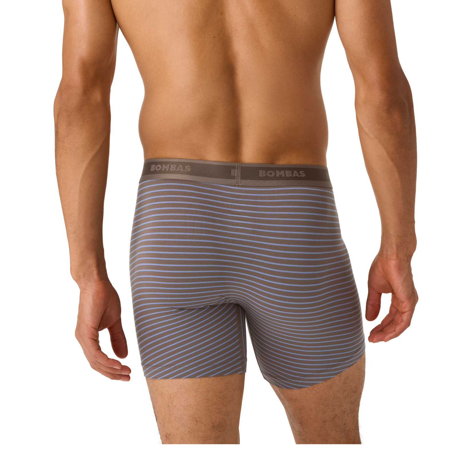 Men's Soft Flex Boxer Brief - Mushroom Grey / Oyster Blue Stripe MO2 [8287]