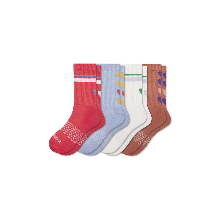 Youth Hearts Calf Sock 4-Pack - Daily Office Comfort