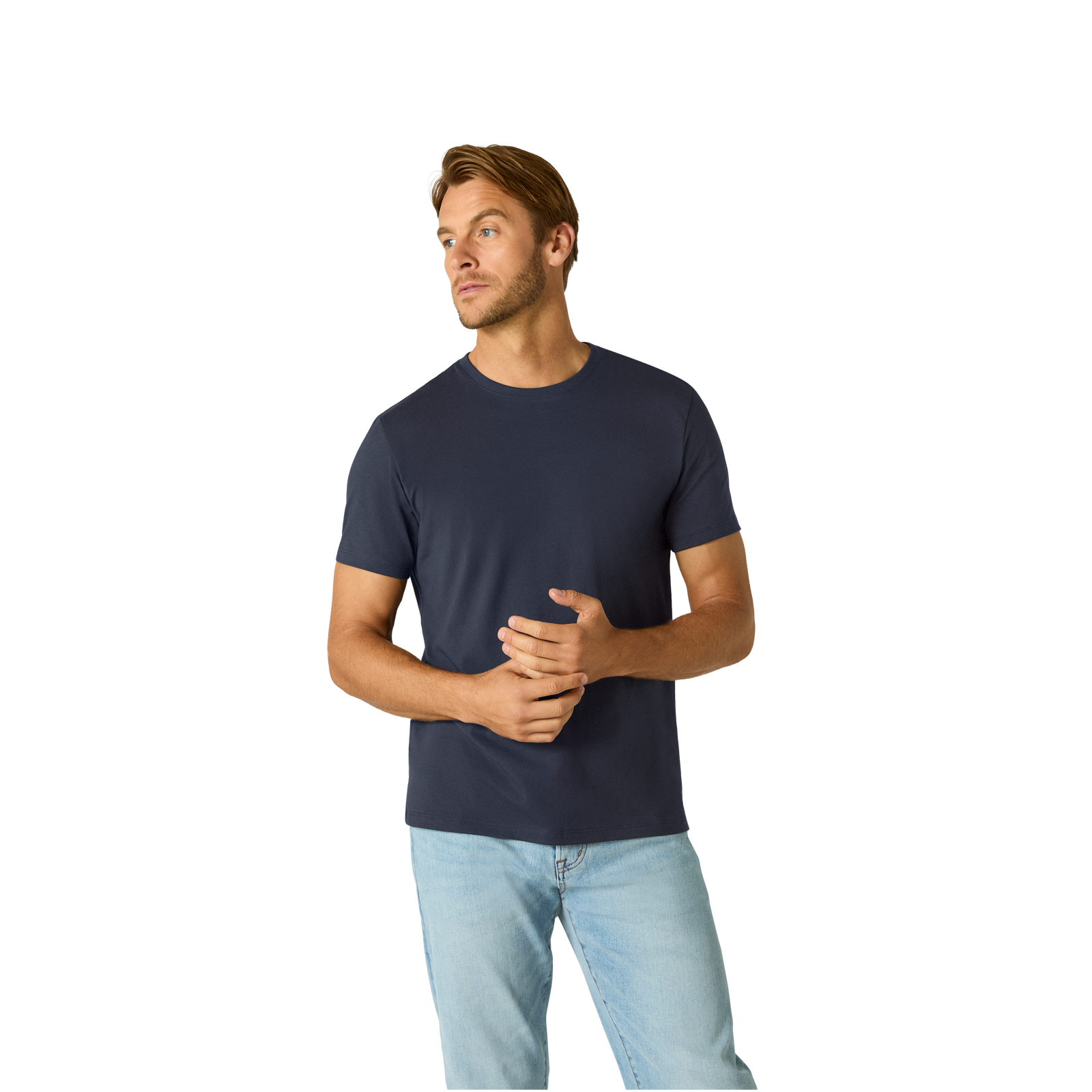 Pima Cotton Crew Neck T-Shirt - Midnight Navy MO1 [8525]