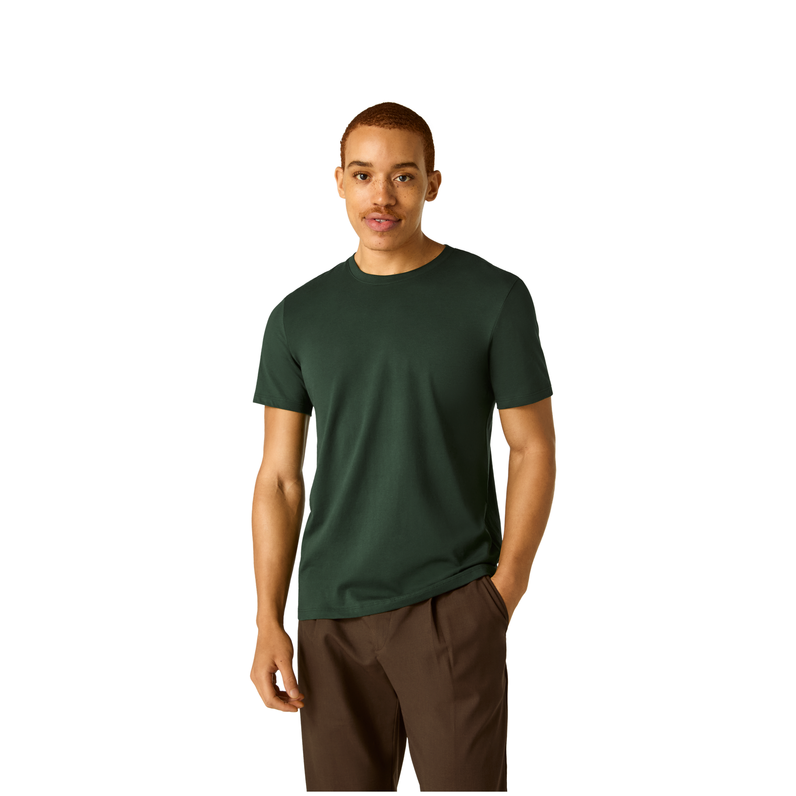 Men's Classic Fit Pima Cotton Crew Neck T-Shirt - Dark Elm MO1 [8525]