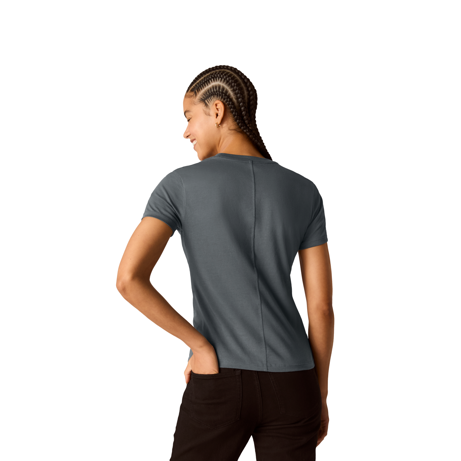 Pima Cotton Slim Crew Neck T-Shirt - Cool Smoke WO3 [8528]