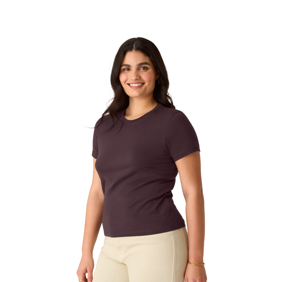 Women's Pima Cotton Slim Crew Neck T-Shirt - All Spice WO1 [8528]