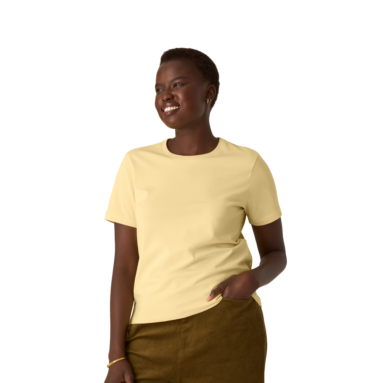 Women's Pima Cotton Crew Neck T-Shirt - Meringue WO1 [8530]