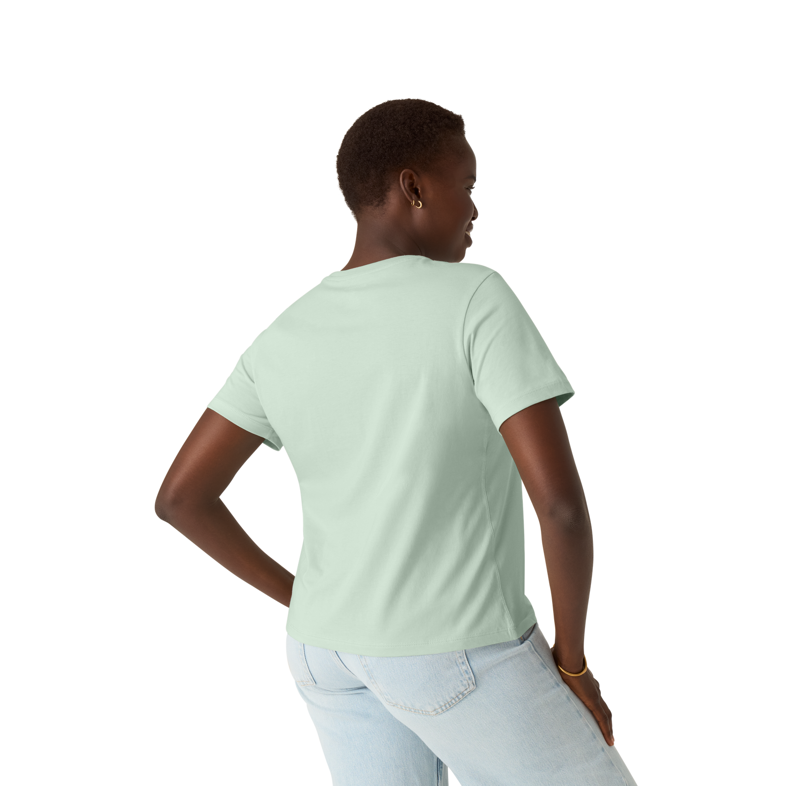 Women's Pima Cotton Crew Neck T-Shirt - Mint Foam WO2 [8530]