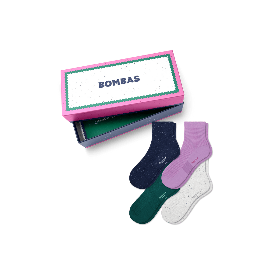 Women's Lightweight Quarter Sock 4-Pack Gift Box - Holiday Ready