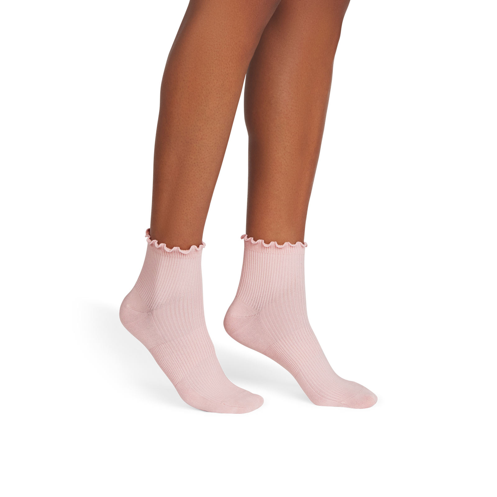 Ruffle Rib Quarter Socks - pale pink WO1 [8562]