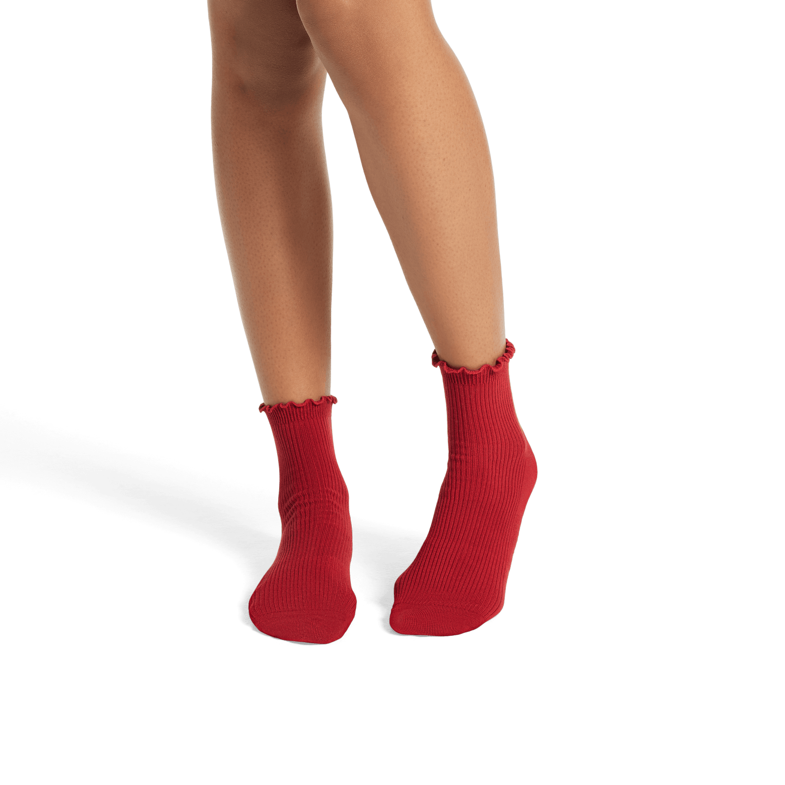Women's Frilly Rib Quarter Socks - Rich Crimson WO1 [8562]