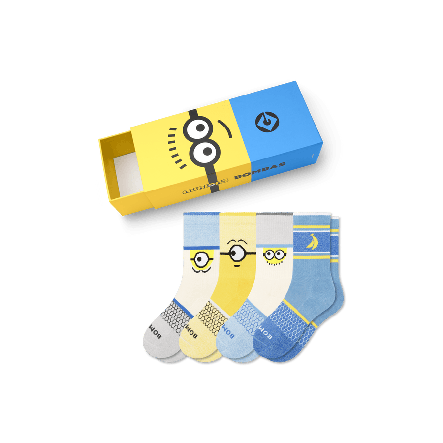 Youth Minions Calf Sock 4-Pack Gift Box - School Day Fit