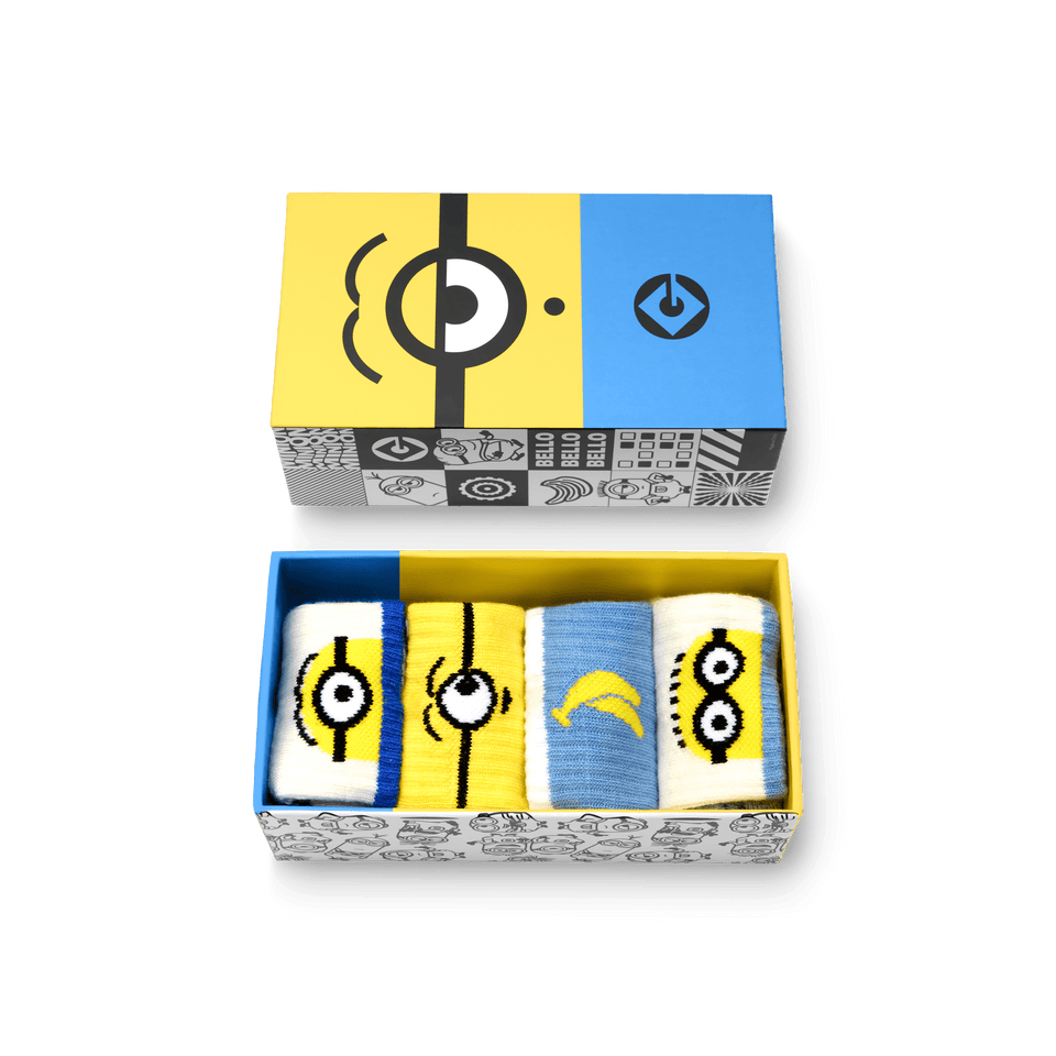 Toddler Minions X Bombas Gripper Calf Sock 4-Pack Gift Box - Minion Mix L (Socks in Box) [8567]