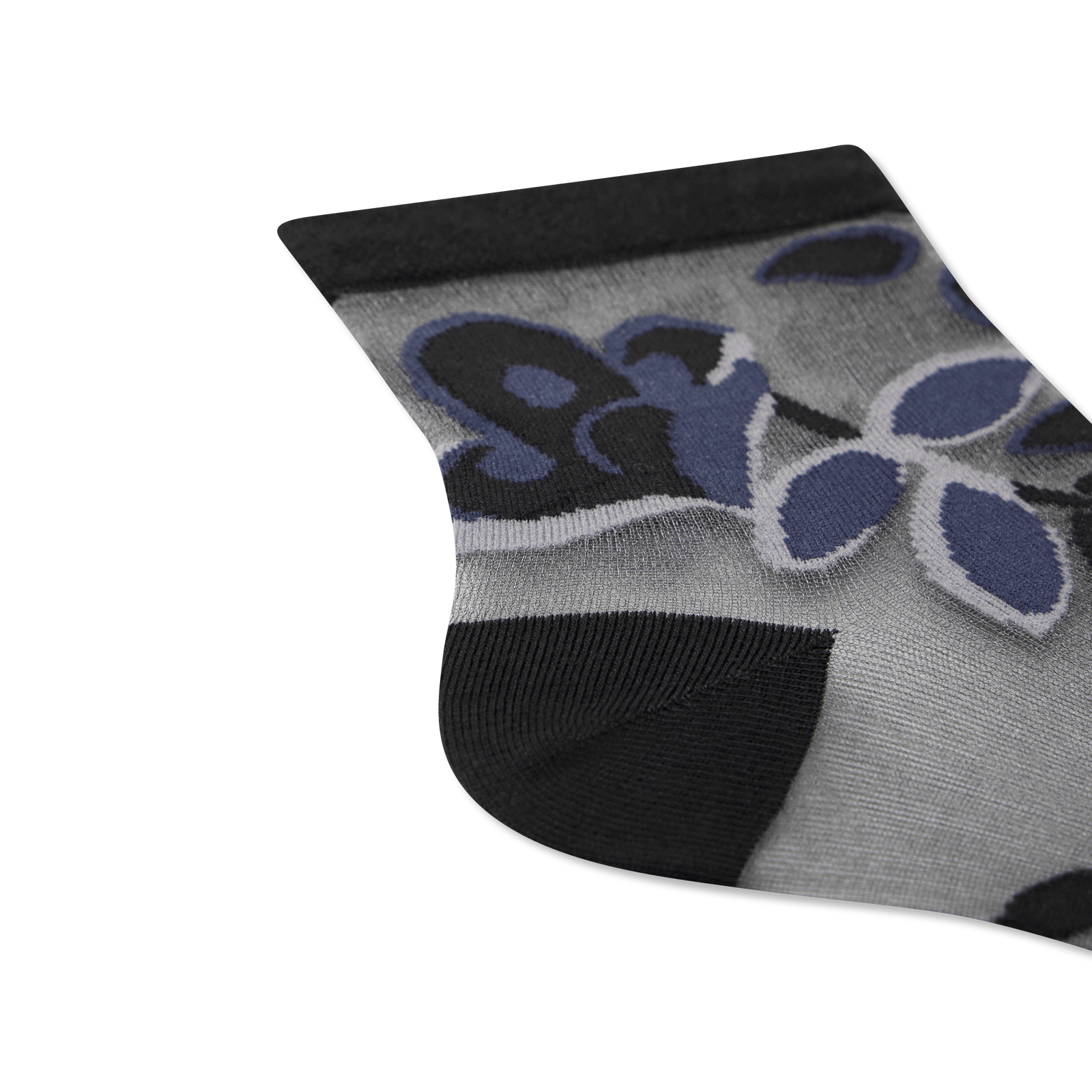 Women's Sheer Garden Party Quarter Socks - Black Detail [8592]