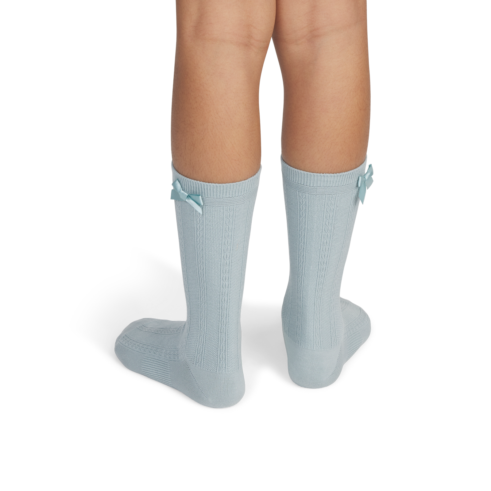 Textured Bow Calf Socks - Misty Sky YO1 [8595]