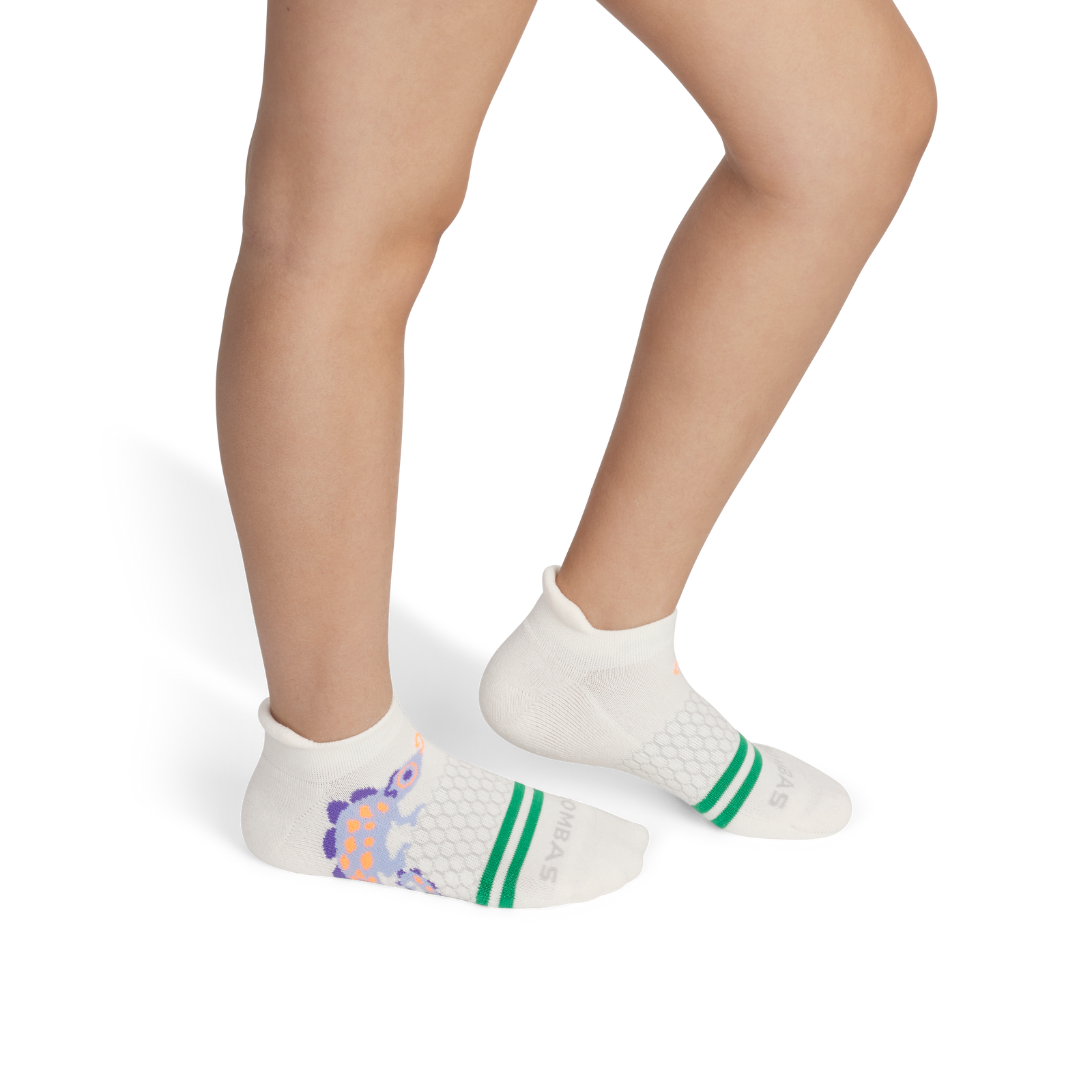 Chameleon and Stripes Ankle Socks - Soft White YO1 [8639]