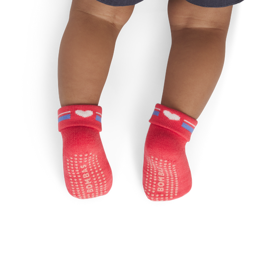 Valentine's Gripper Calf Socks (6-12 Months) - Heirloom Red / Perisky BO1 [8656]