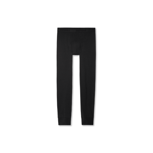 Men's Cotton Modal Blend Long Underwear - Black L [8713]