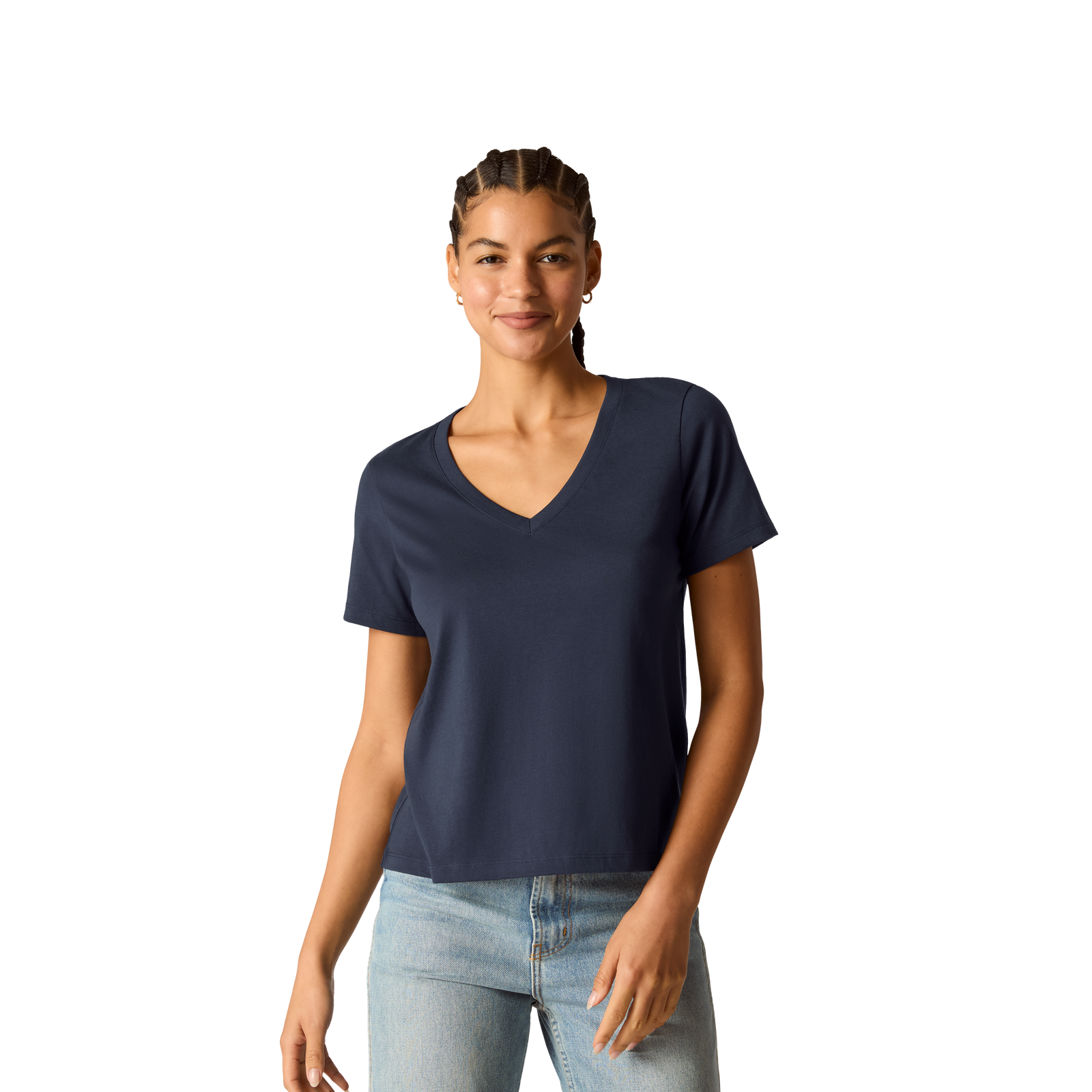 Pima Cotton V-Neck T-Shirt - Midnight Navy WO1 [8738]