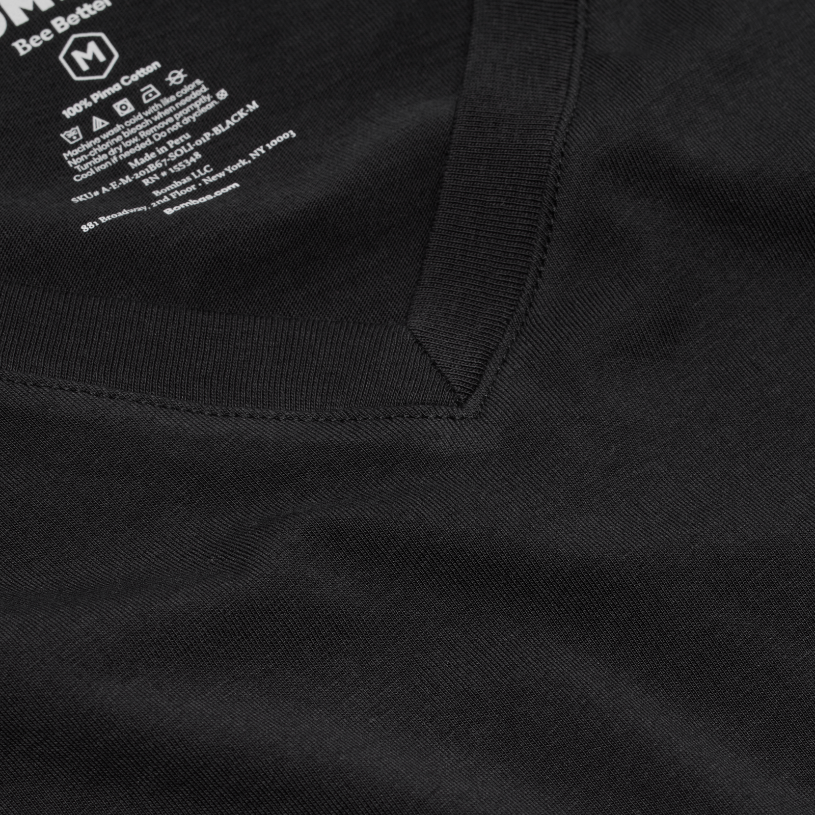 Men's Pima Cotton V-Neck T-Shirt - Black Detail [8758]