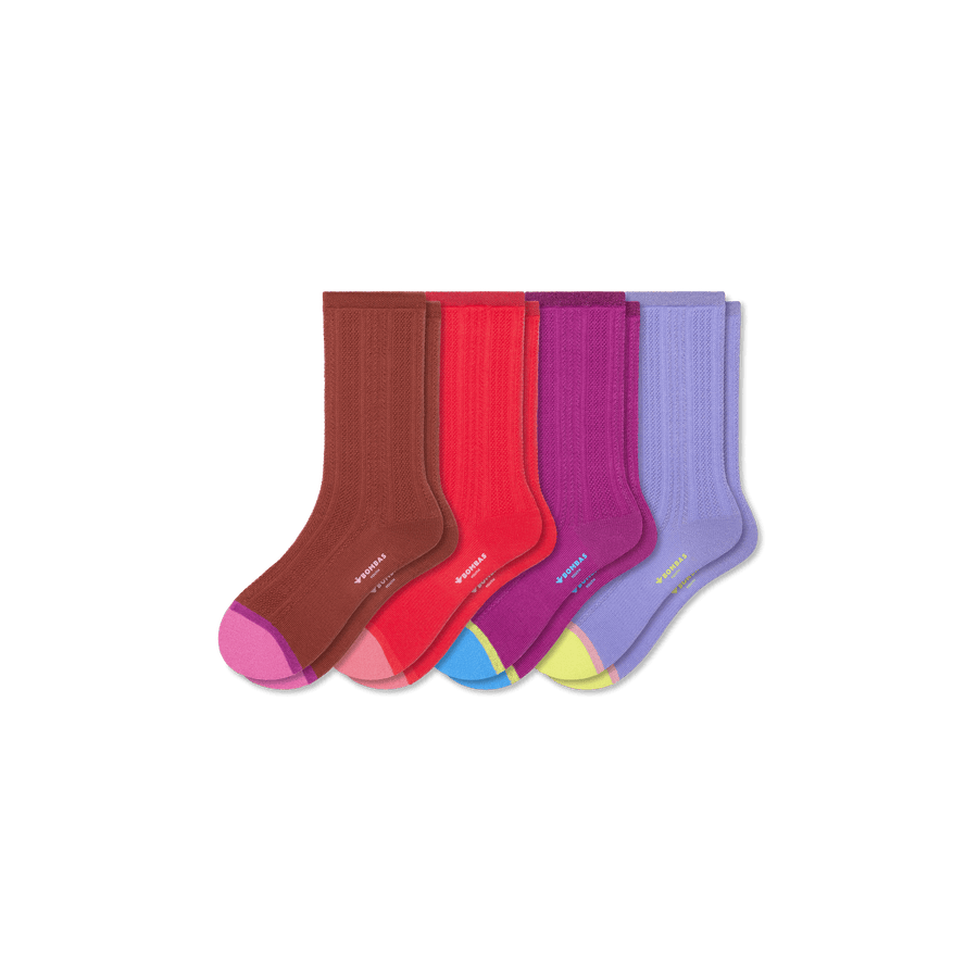 Youth Pointelle Calf Sock 4-Pack - Everyday Trail Step