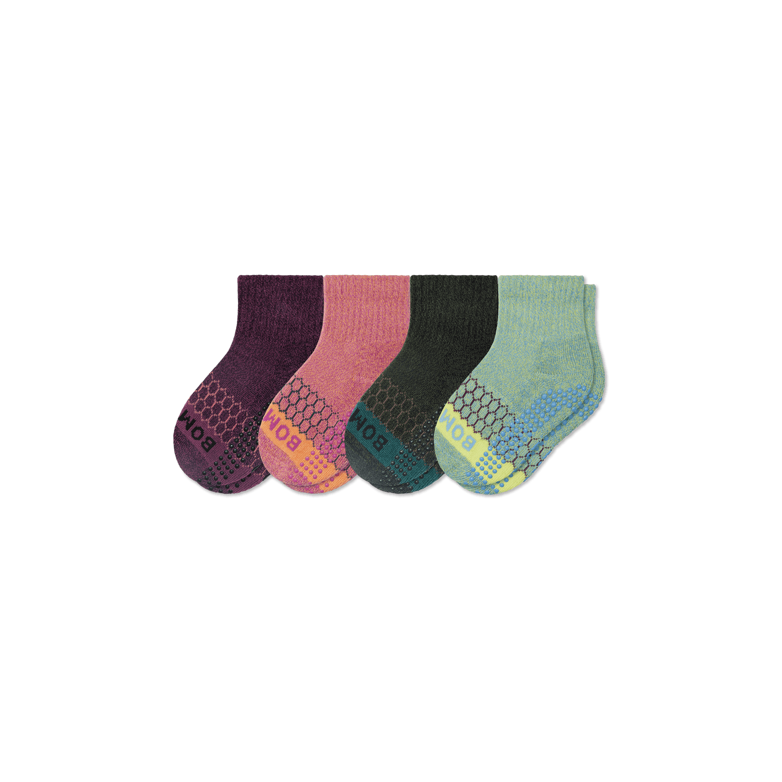 Toddler Marl Gripper Calf Sock 4-Pack - Peach Plum Mix L [8777]