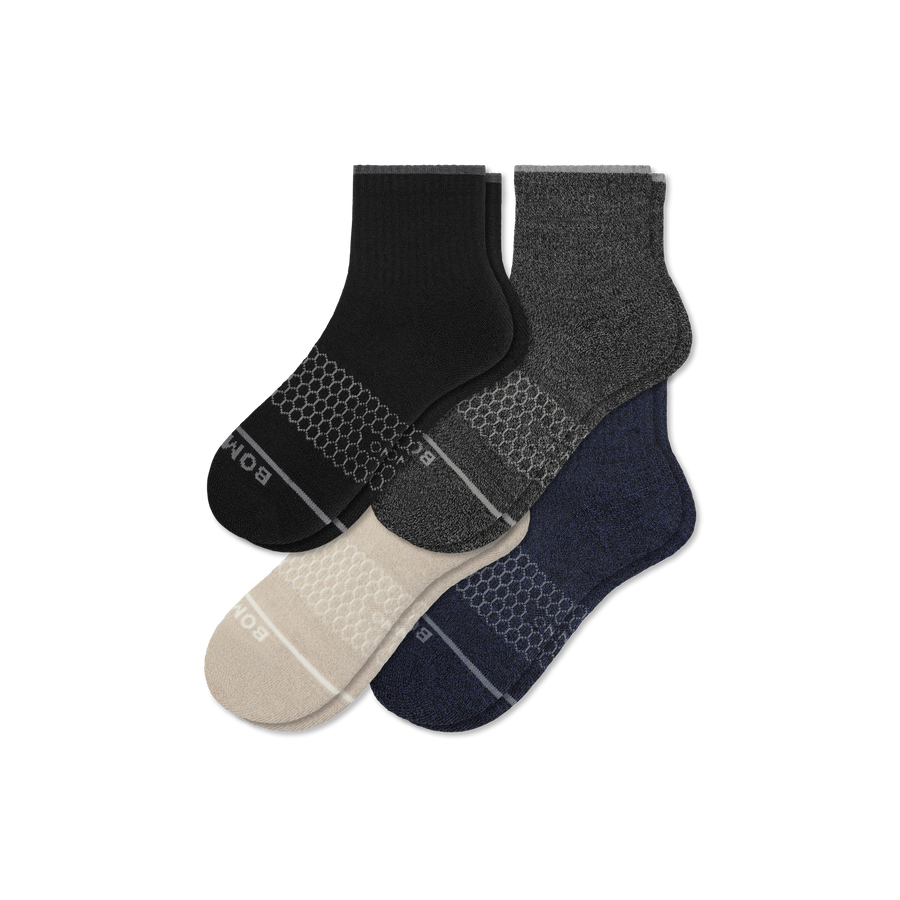 Men's Merino Wool Blend Quarter Sock 4-Pack - Steady Ankle Pair