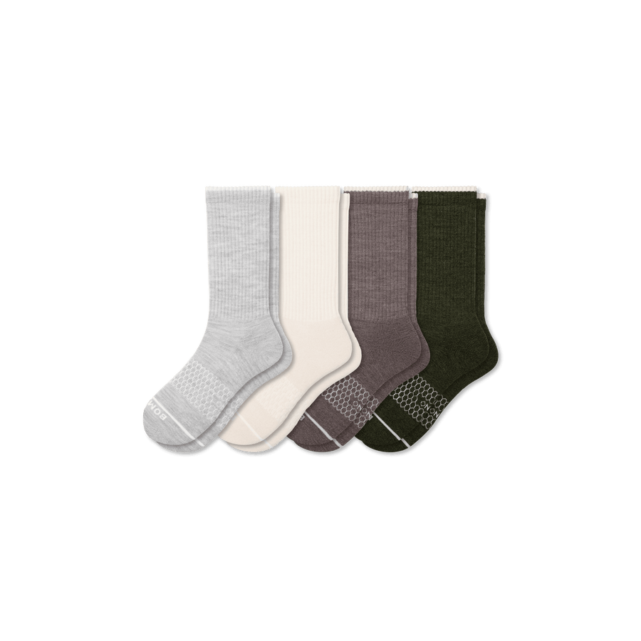 Men's Merino Wool Blend Calf Sock 4-Pack - Active Ankle Fit