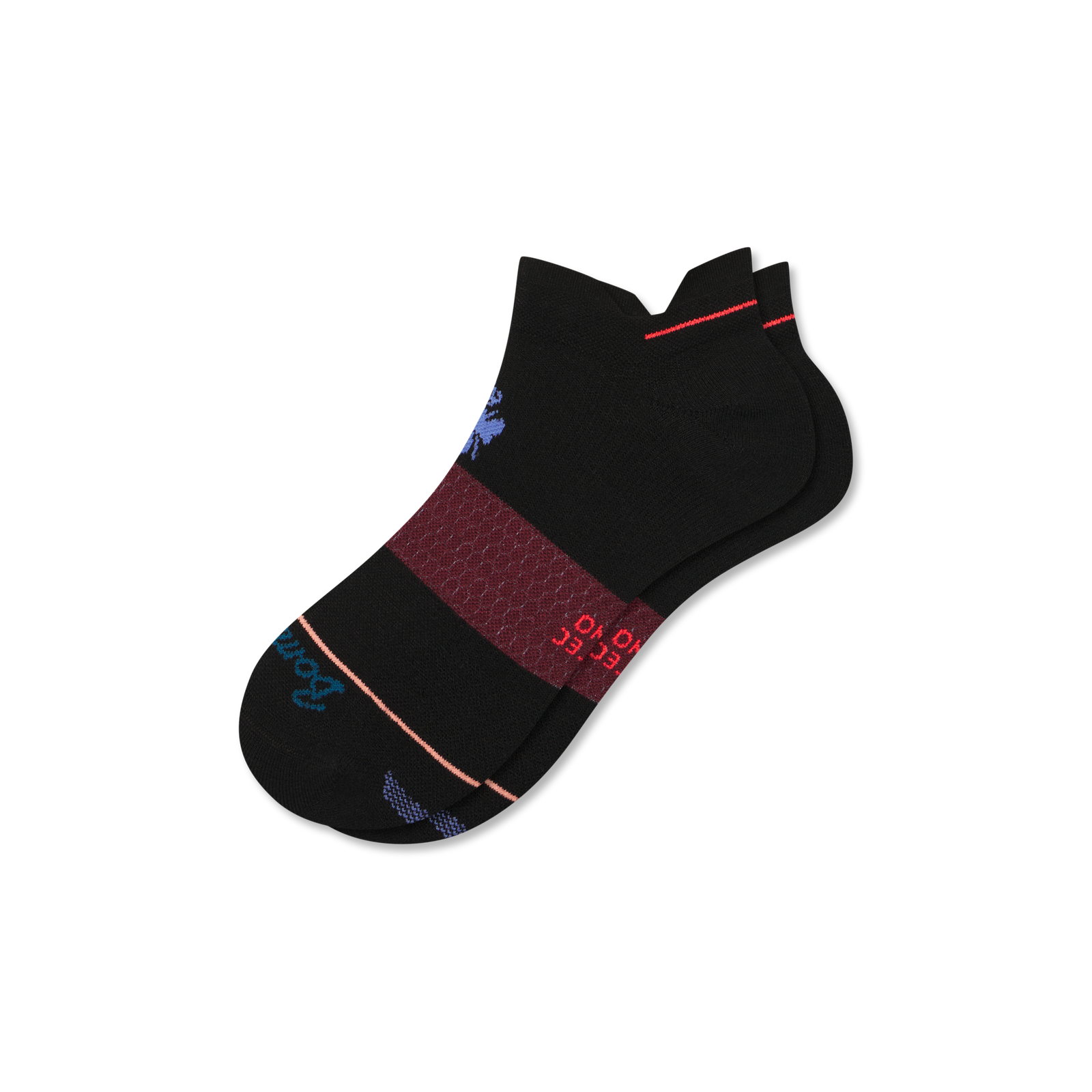 Merino Wool Blend Athletic Ankle Socks - Black Wine L [8828]