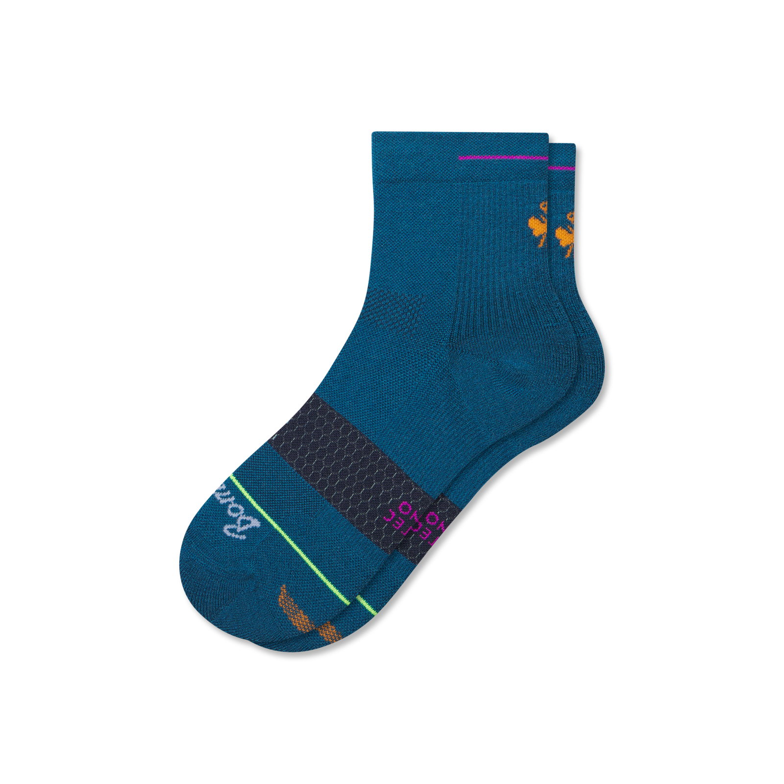 Merino Wool Blend Athletic Quarter Socks - Blue Teal L [8829]