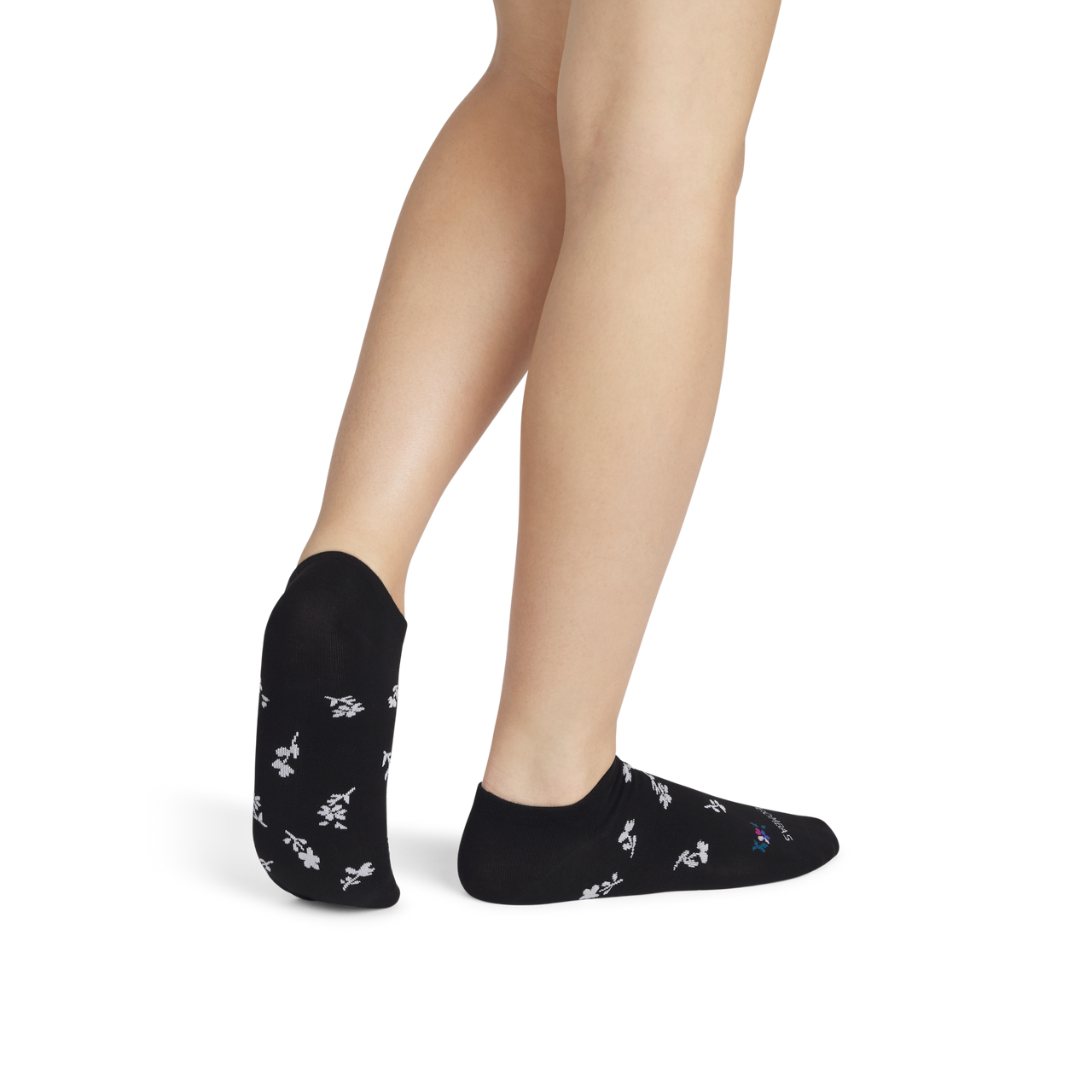 Floral Lightweight Ankle Socks - Black WO1 [8836]