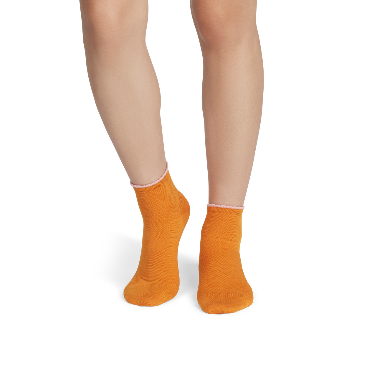 Scallop Cuff Quarter Socks - Gold Ochre WO1 [8837]