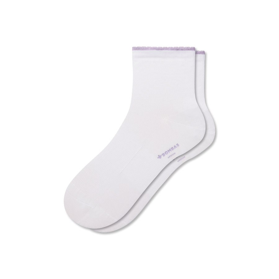 Women’s Scallop Cuff Quarter Socks - Weekend Travel Comfort