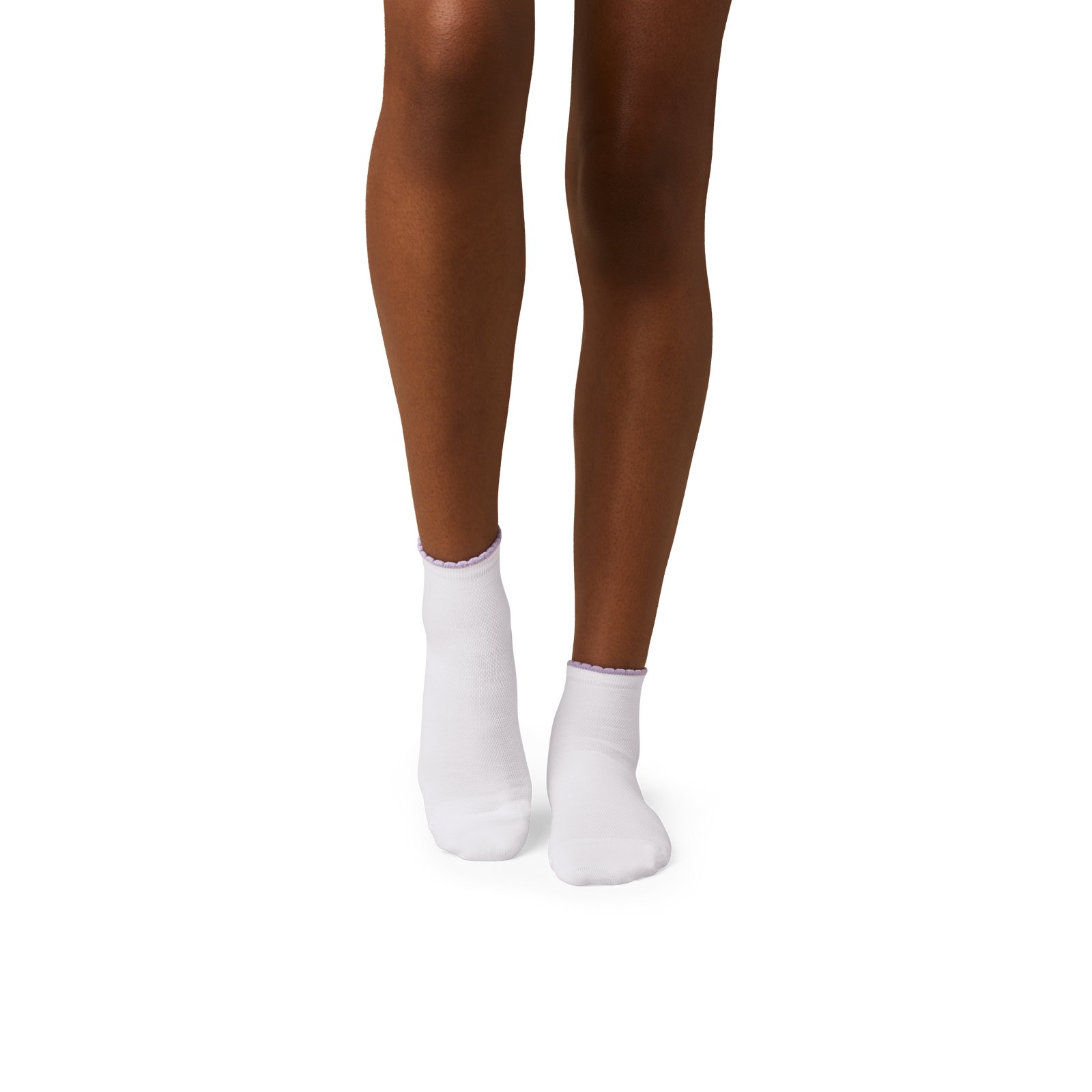 Scallop Cuff Quarter Socks - White WO1 [8837]