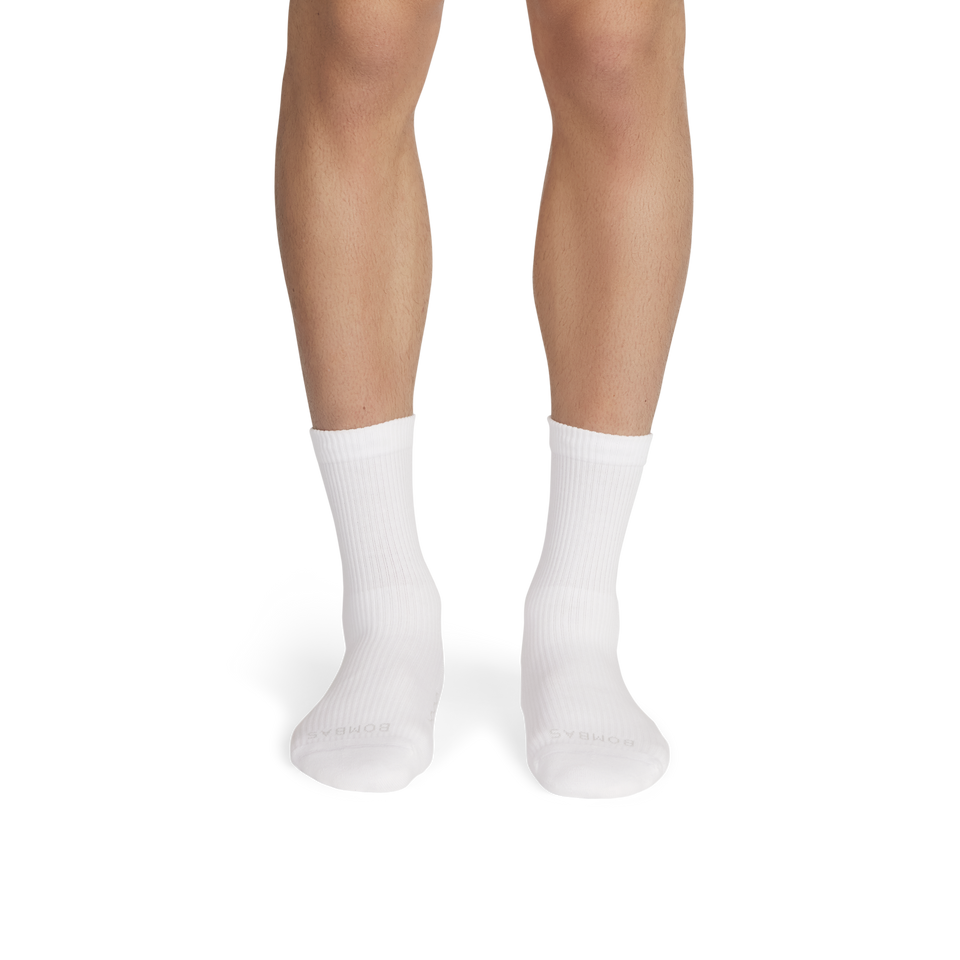 Modern Rib Half Calf Socks - White MO1 [8884]