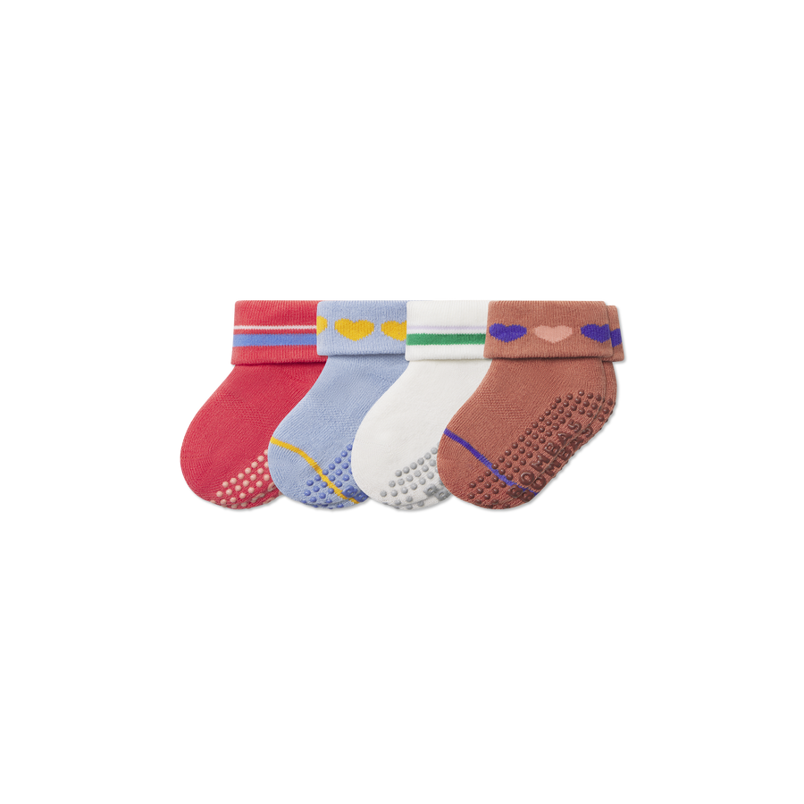 Baby Hearts Gripper Sock 4-Pack (6-12 Months) - Fresh Recovery Support