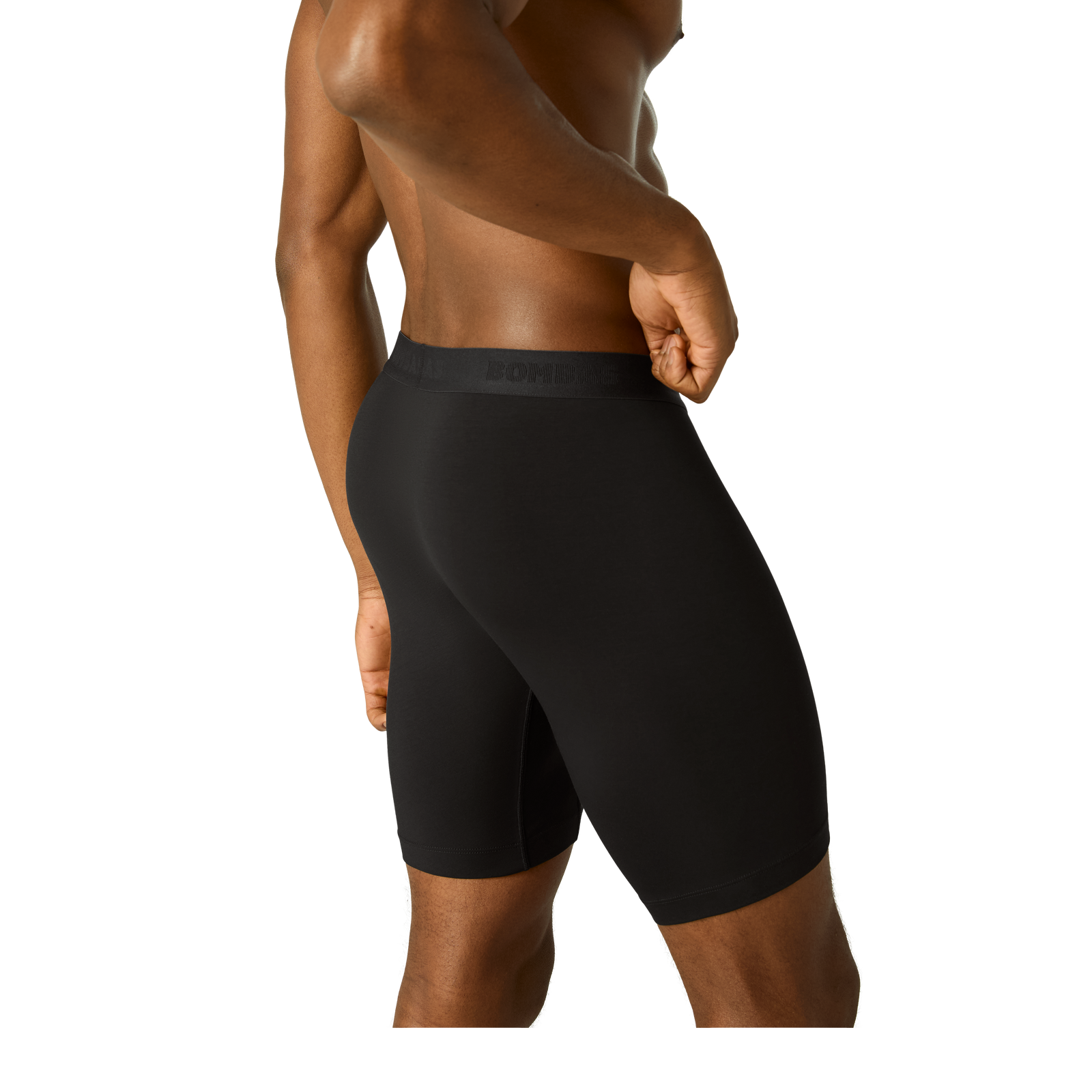 Men's Cotton Modal Blend Long Boxer Brief - Black MO2 [8969]