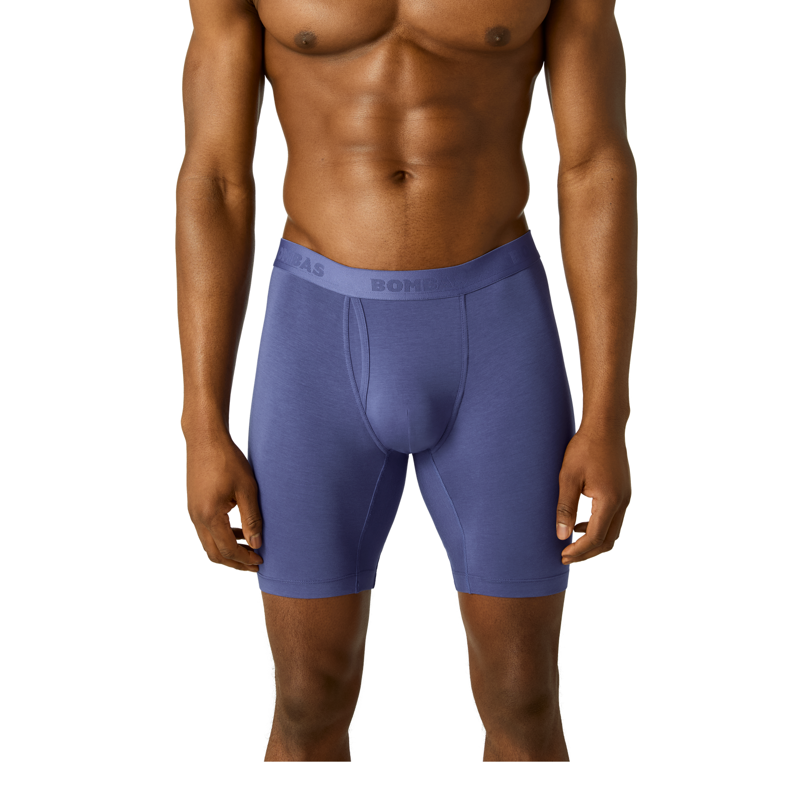 Men's Cotton Modal Blend Long Boxer Brief - Light Indigo MO1 [8969]