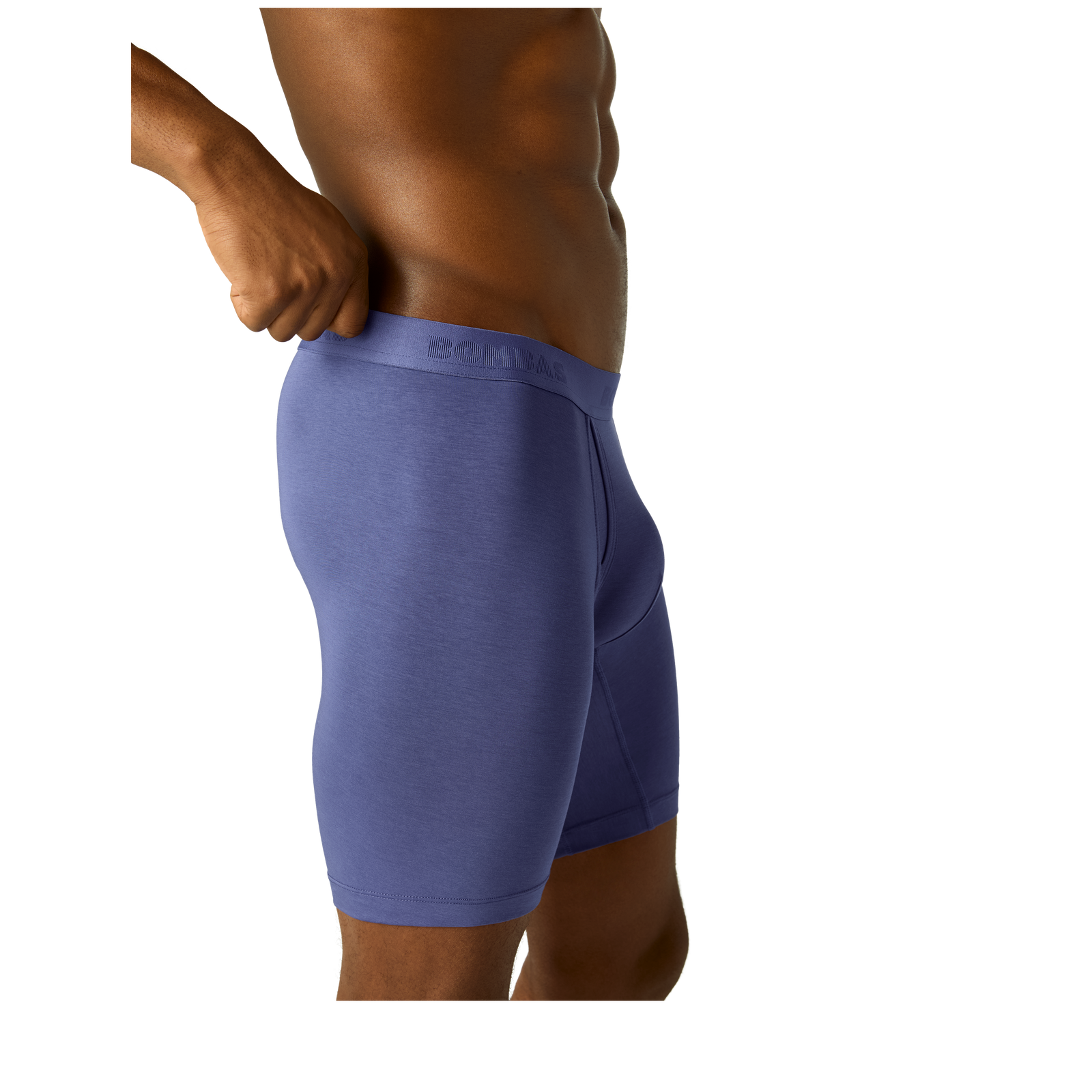 Men's Cotton Modal Blend Long Boxer Brief - Light Indigo MO3 [8969]