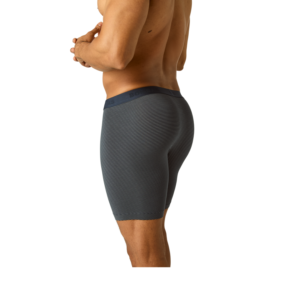 Men's Cotton Modal Blend Long Boxer Brief - Midnight Navy Stripe MO2 [8969]