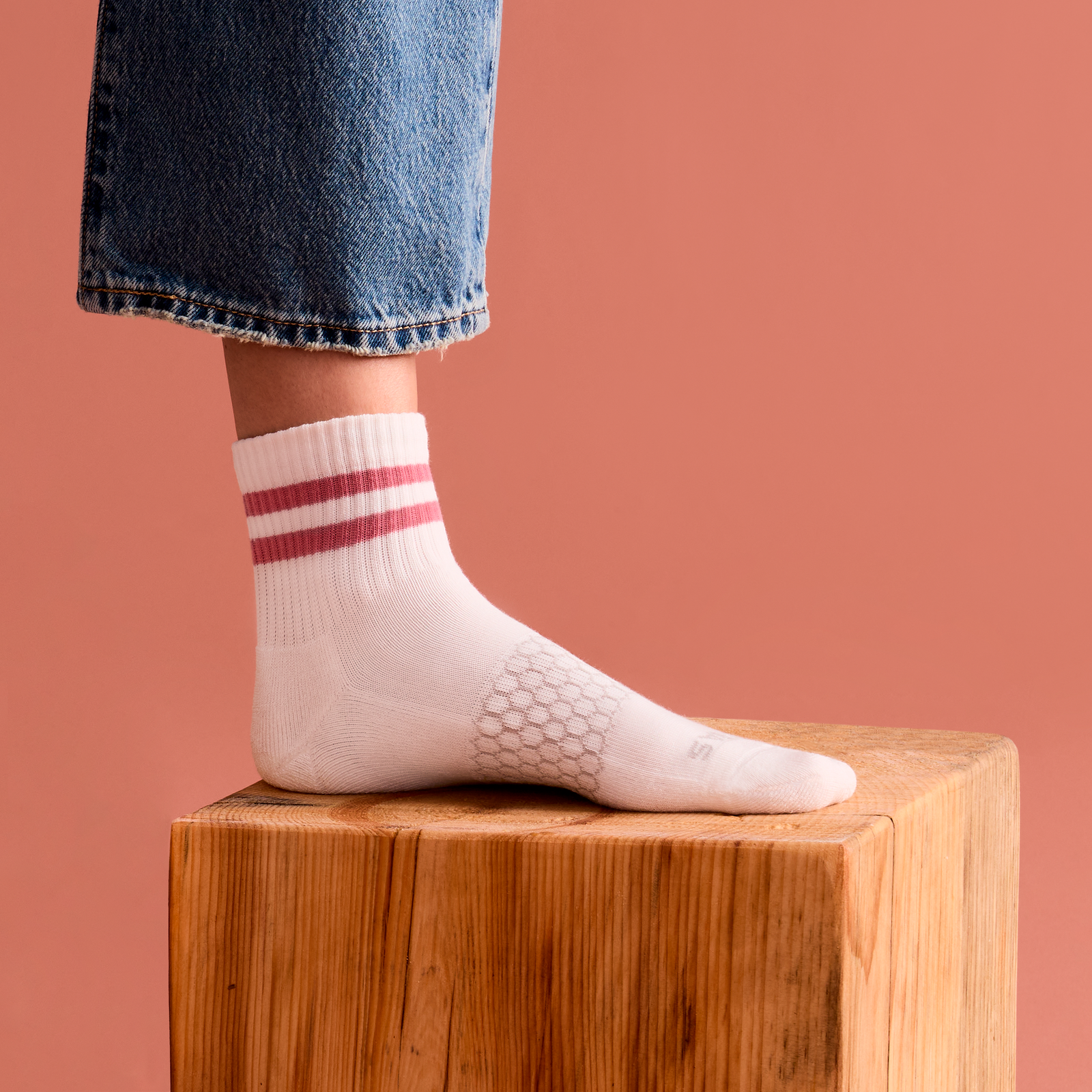 Women's Vintage Stripes Quarter Socks - dried rose [LIFESTYLE] [9006]