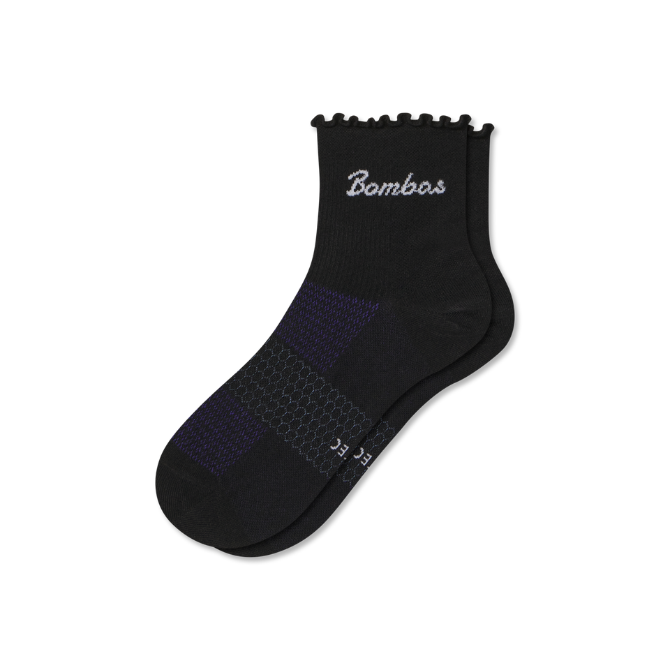 Ruffle Athletic Quarter Socks - black L [9161]