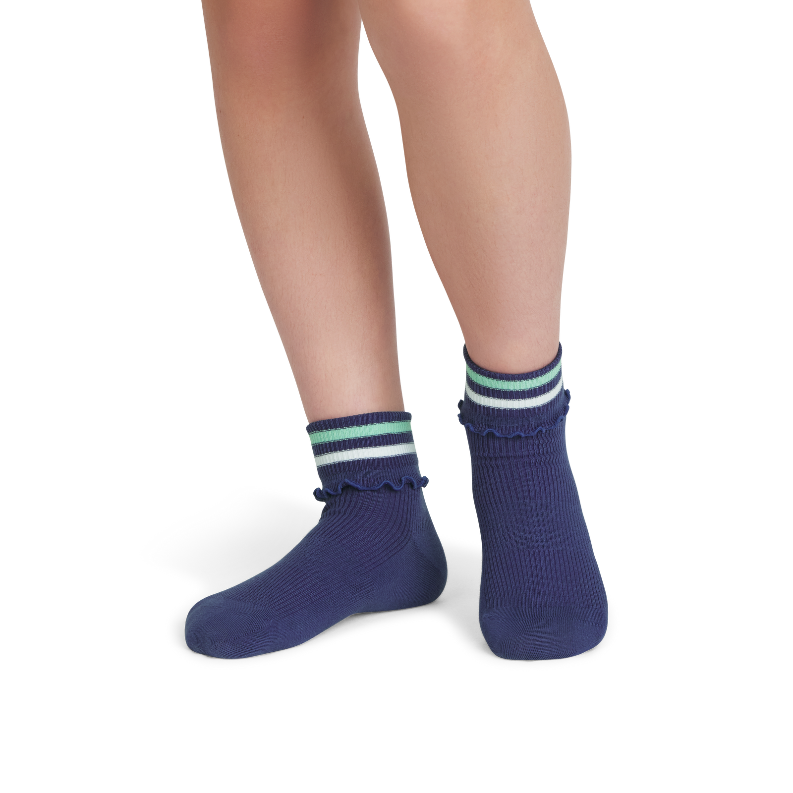 Ruffle Rib Quarter Socks - light indigo YO1 [9178]