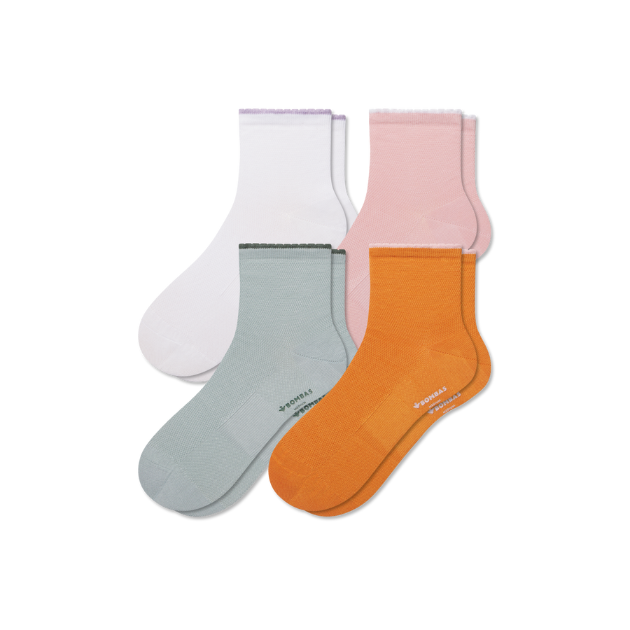 Women’s Scallop Cuff Quarter Sock 4-Pack - Run Studio Rotation