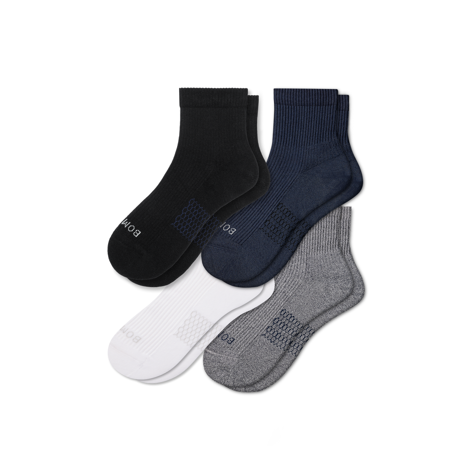 Men's Modern Rib Quarter Sock 4-Pack - white black mix [9282]
