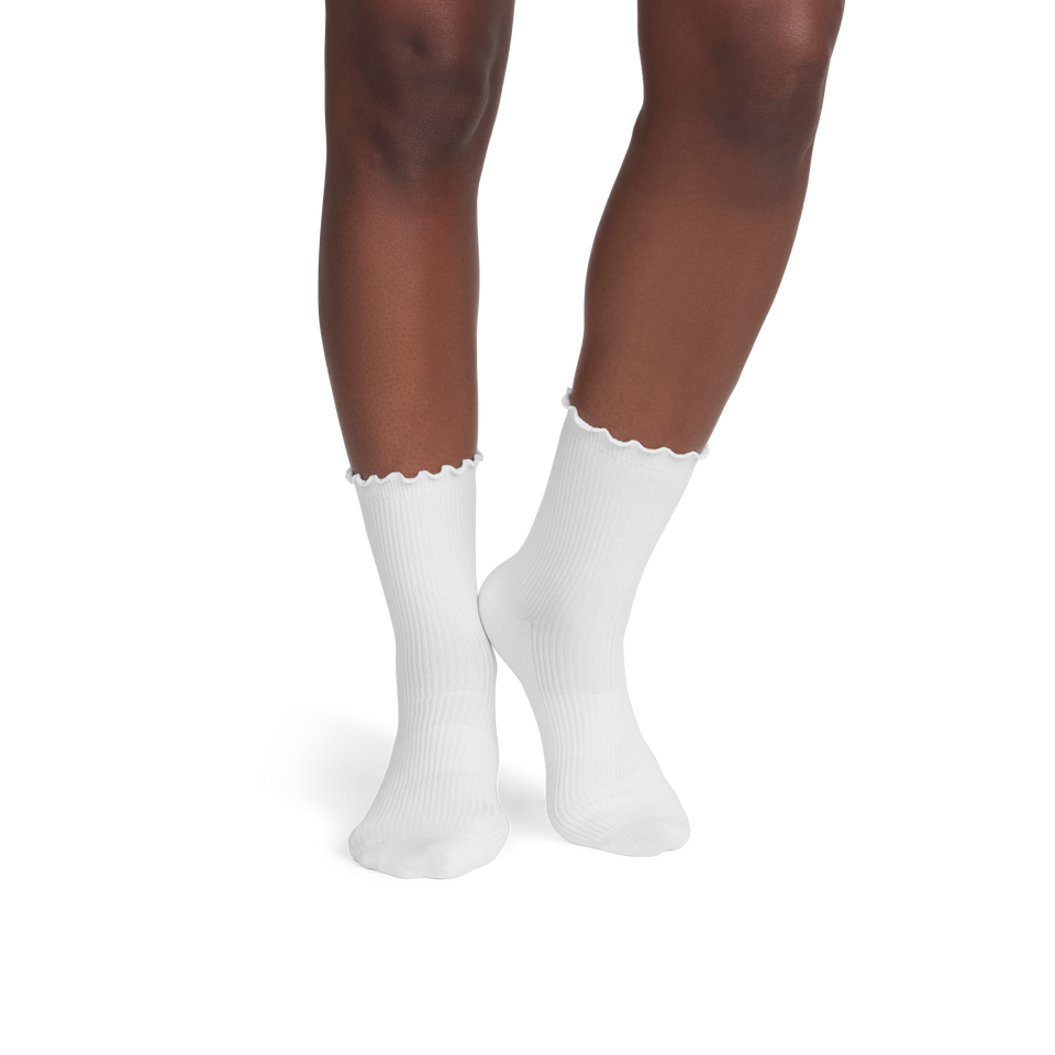 Ruffle Rib Half Calf - White WO1 [9285]