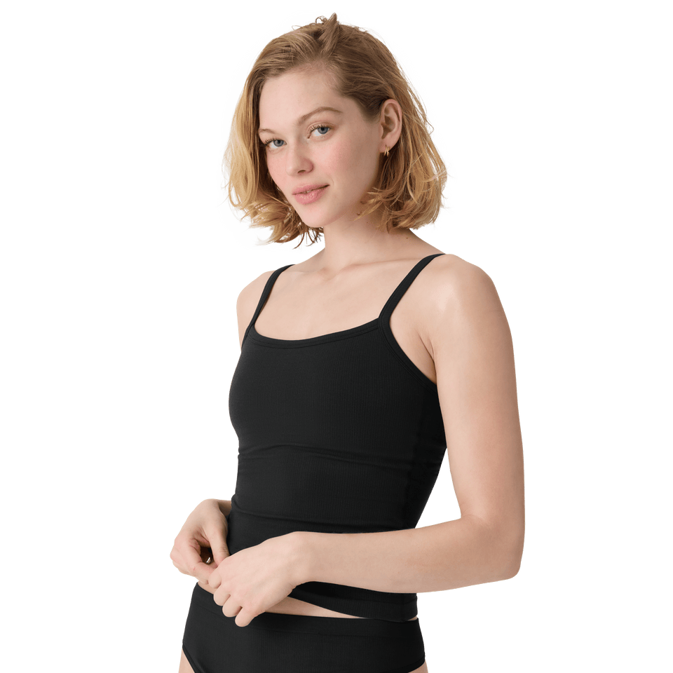 Women's Built-in Bra Seamless Cami - Black WO1 [9349]