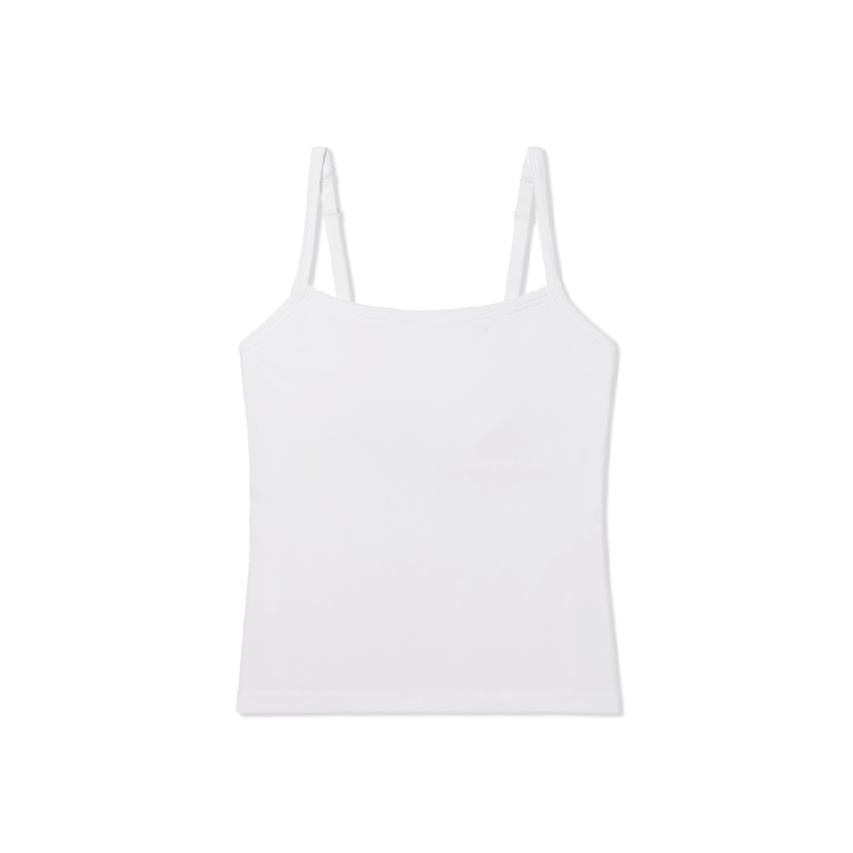 Women's Built-in Bra Seamless Cami - White L [9349]