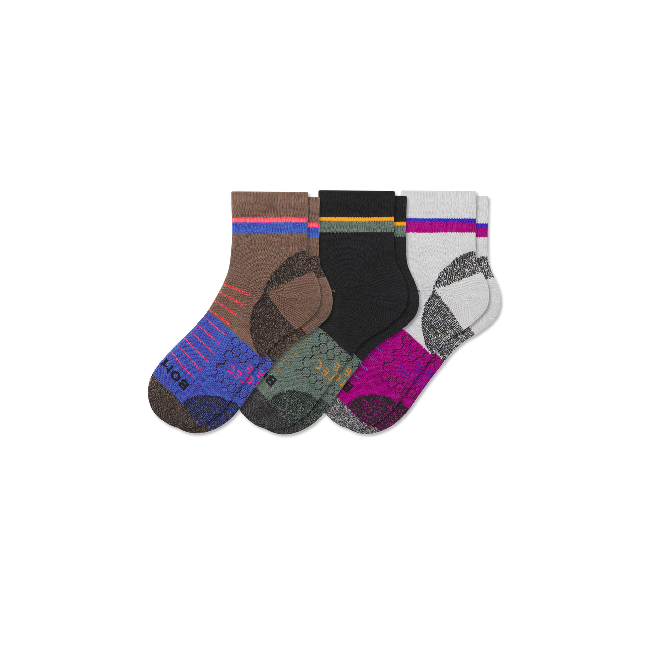 Men's Hiking Quarter Sock 3-Pack - black moss mix