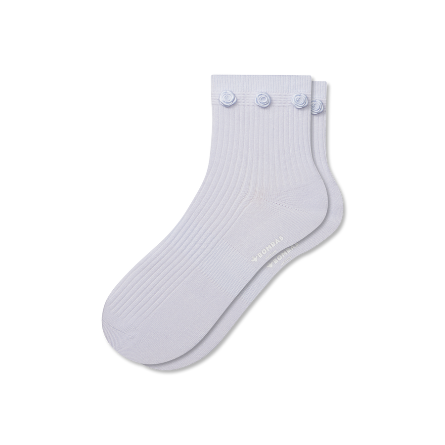 Women's Rosette True Rib Quarter Socks - Soft Weekend Wear