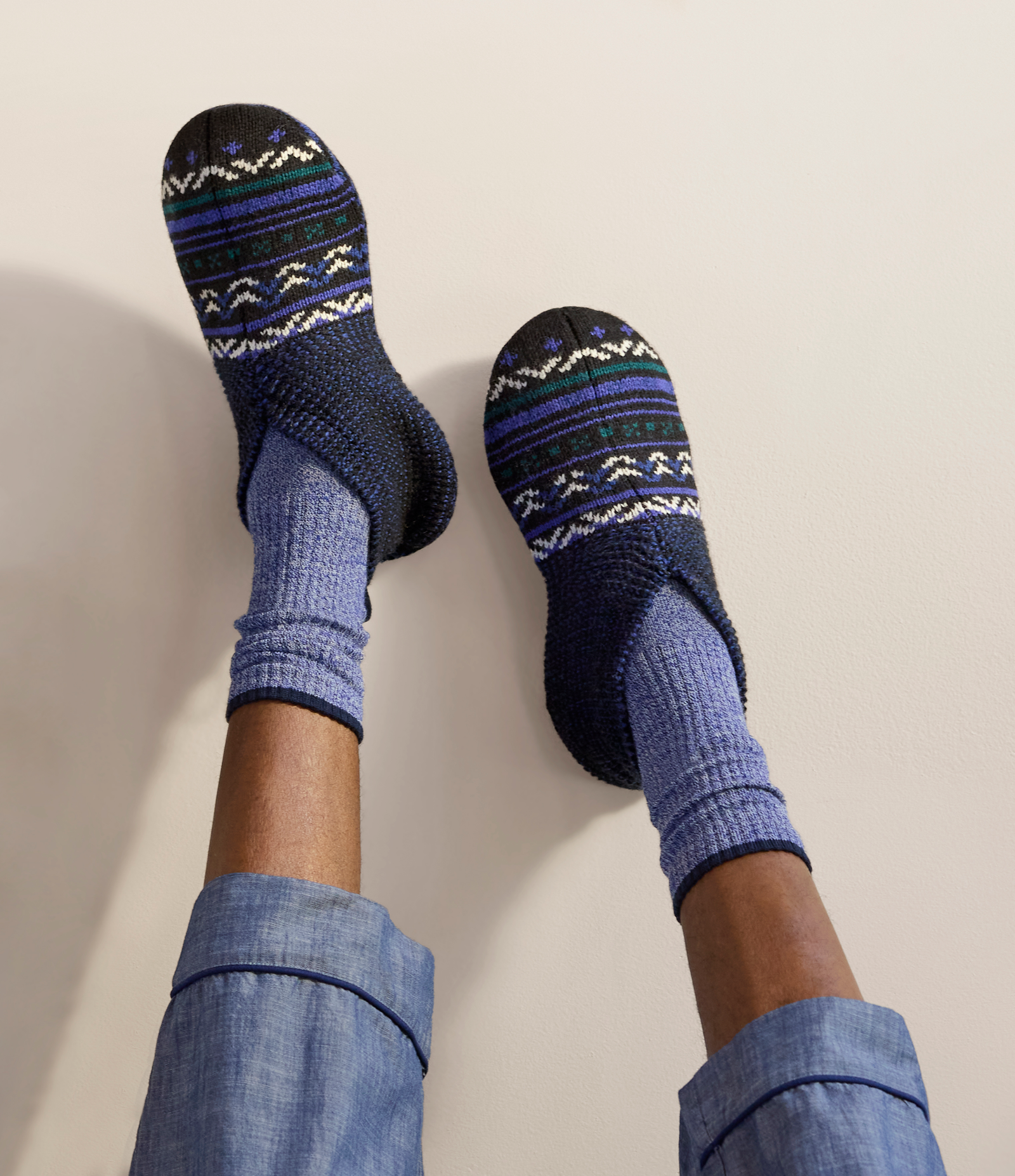 Adult Gripper Slipper - Black / Cosmic Night Fair Isle [LIFESTYLE] [9680]
