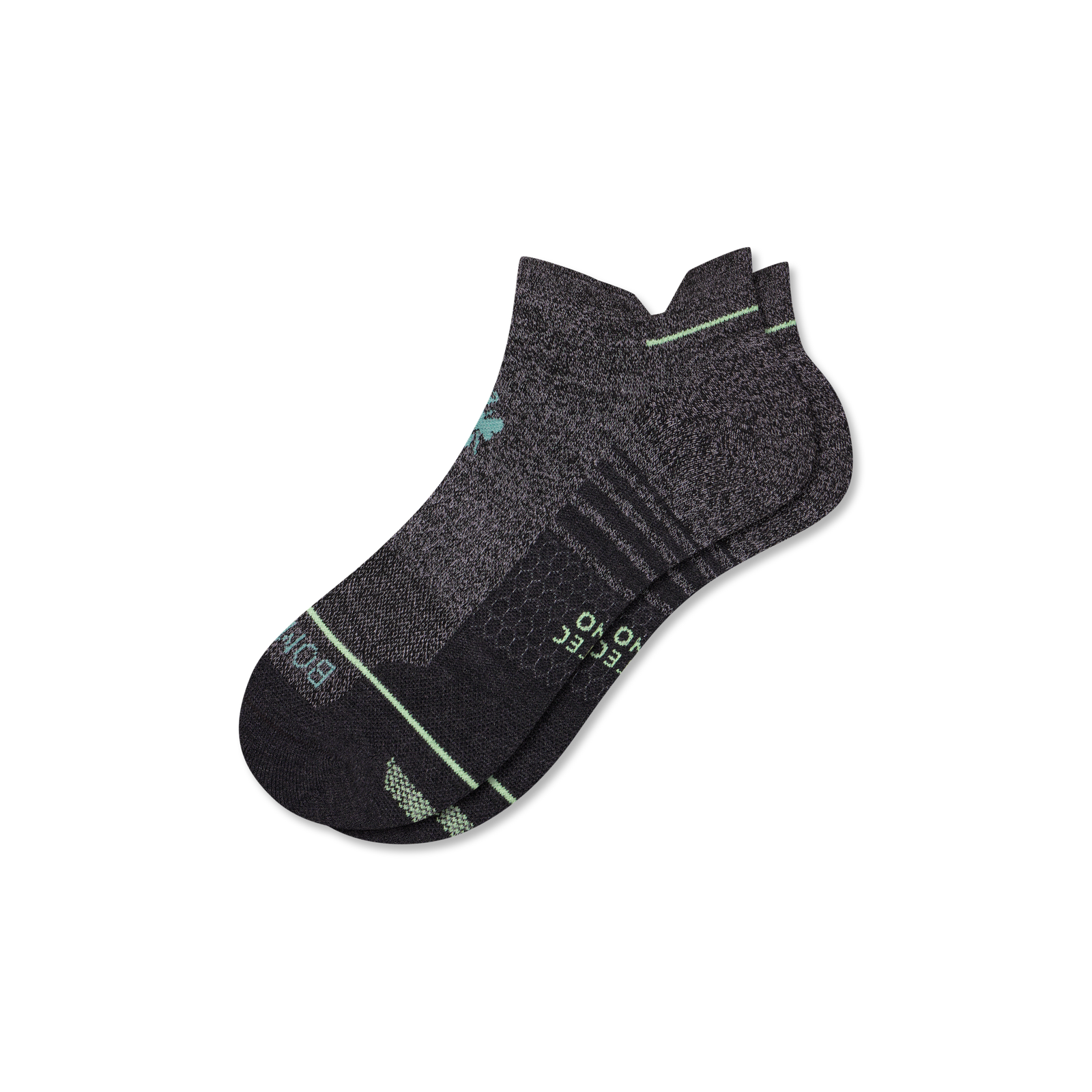 Merino Wool Blend Athletic Ankle Socks - black meteor L [9711]