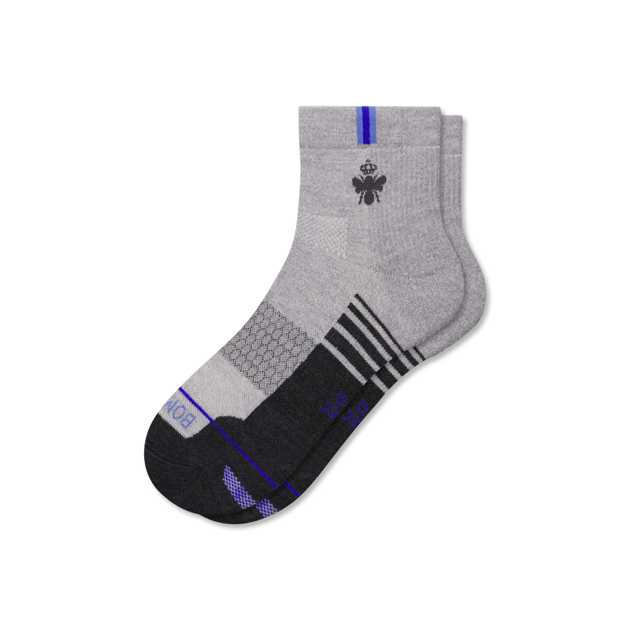 Men's Merino Wool Blend Run Quarter Socks - Studio Home Cushion