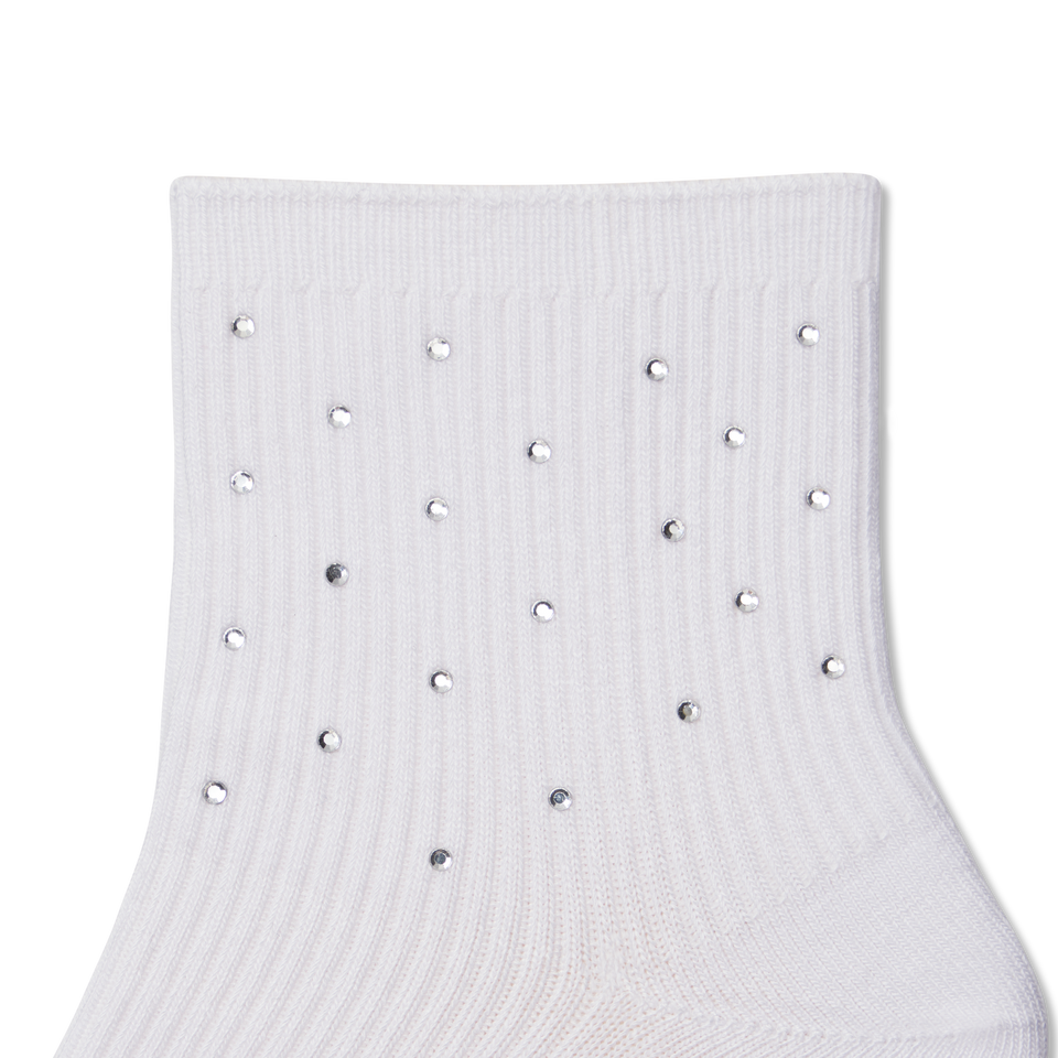 Lightweight Rhinestone Quarter Socks - apricot white DETAIL [9724]